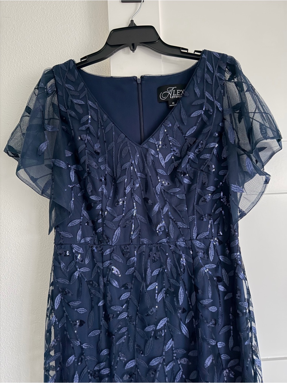 Alex evenings navy blue sequined long event dress - Picture 2 of 5